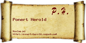 Ponert Herold névjegykártya